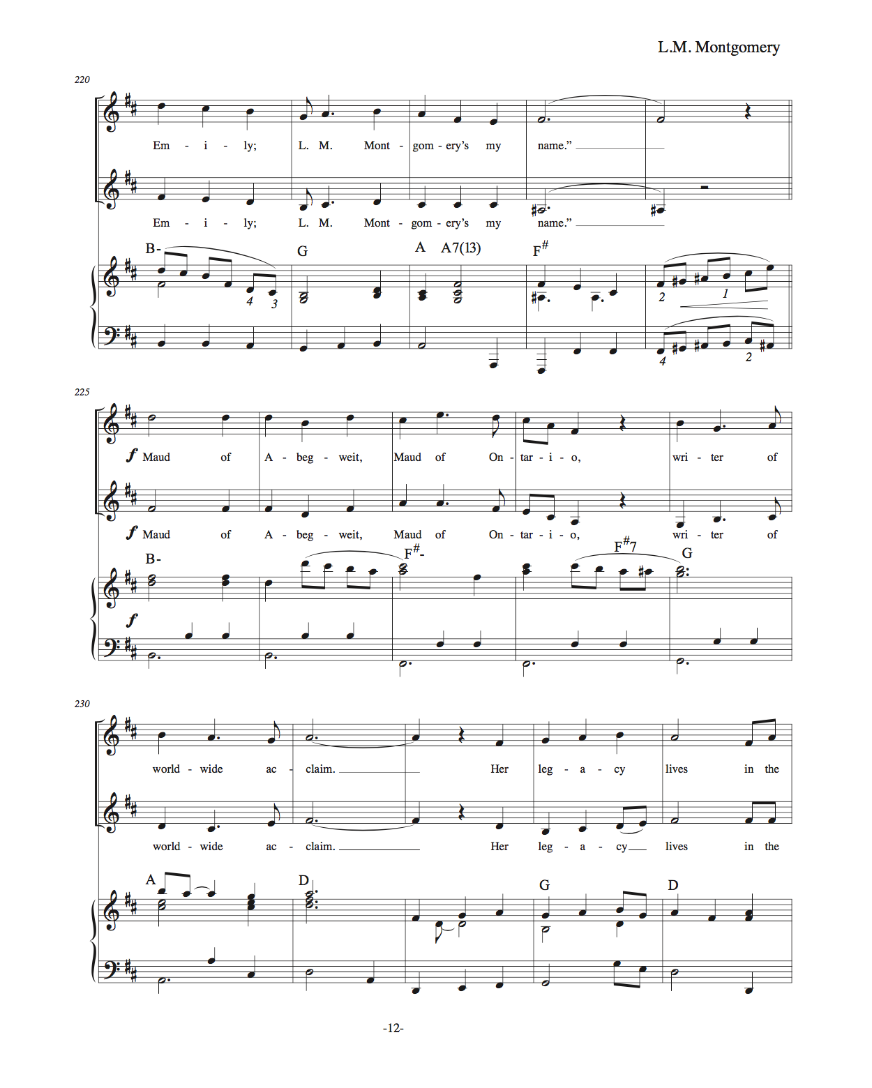 L.M. Montgomery: A Song Portrait L.M. Montgomery: A Song Portrait
