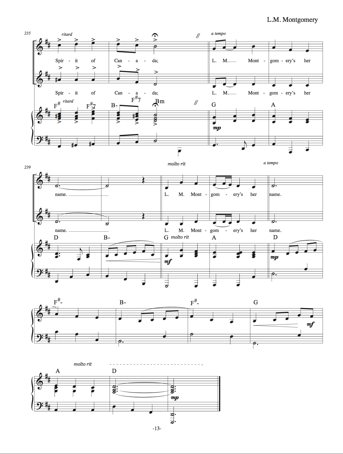 L.M. Montgomery: A Song Portrait L.M. Montgomery: A Song Portrait