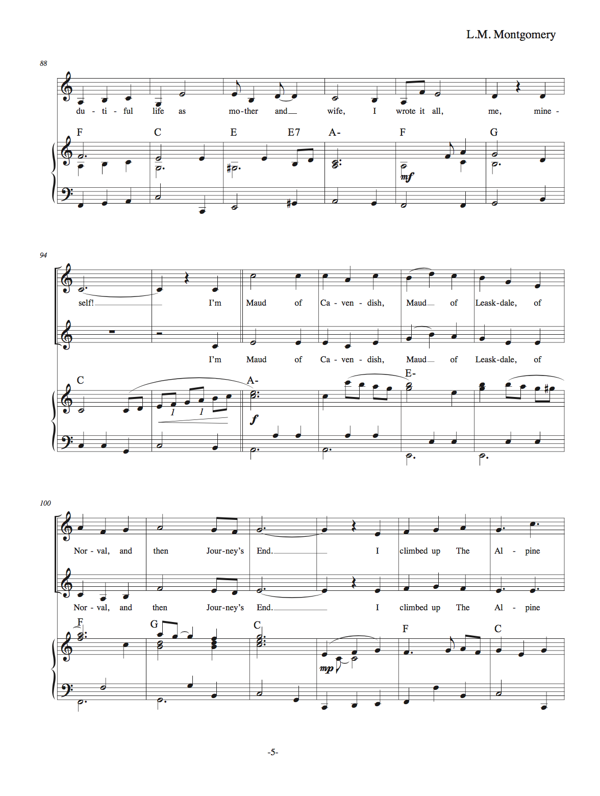 L.M. Montgomery: A Song Portrait L.M. Montgomery: A Song Portrait