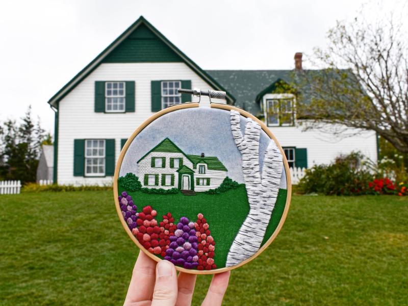 Rebecca MacDonald Embroidery of Green Gables house.