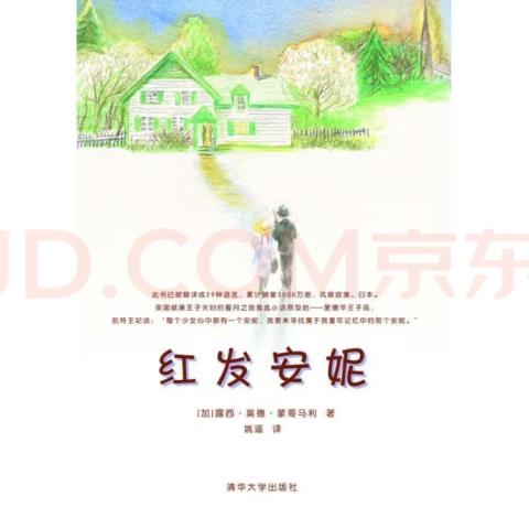 Du Image1 Book cover of Anne of Green Gables, Chinese version. Anne is walking with Matthew toward an intensely lit Green Gables.