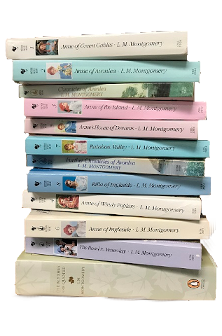 AoGG Series Image of the spines of the Anne books stacked vertically.