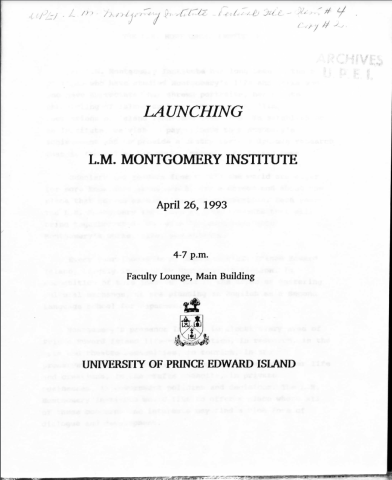 Launching L.M. Montgomery Institute April 26, 1993